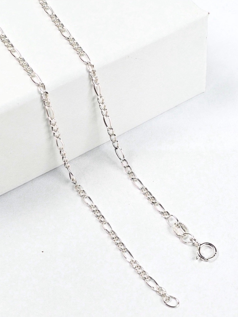 Figaro Chain Necklace Unisex 925 Sterling Silver 60cm/1.8mm